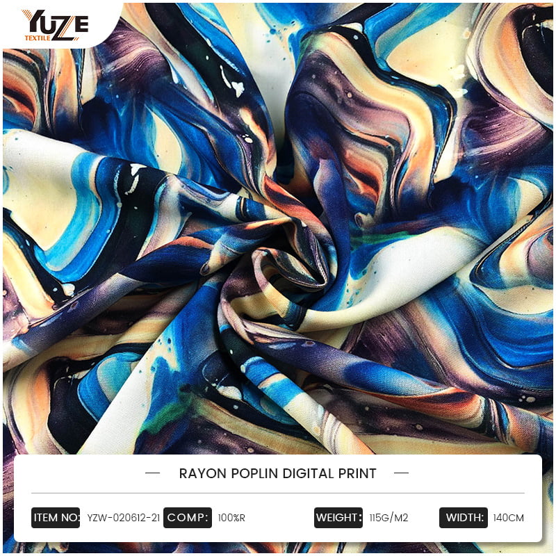 YZW-020612-21 Imprimare digitală Poplin Rayon Poplin