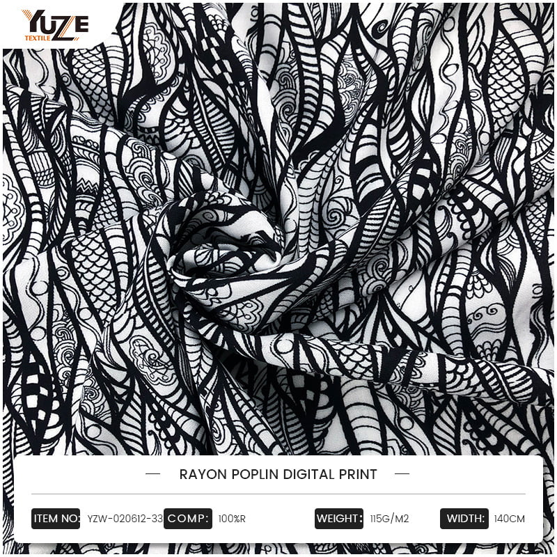 YZW-020612-33 Imprimare digitală Poplin Rayon Poplin